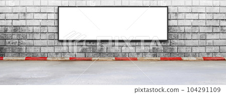 Blank advertising billboard on a brick wall Blank advertising billboard on a brick wall 104291109