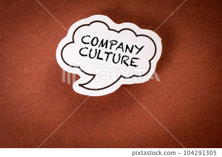 Company culture. Speech bubble with text on brown background 104291305