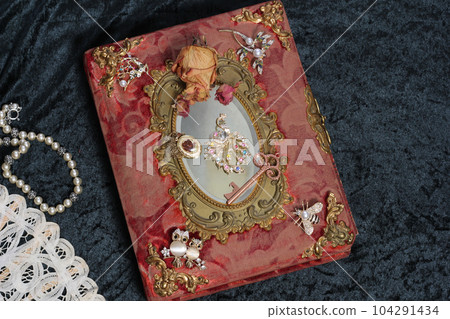 Antique Book With Colorful Gemstones. Fairy Tale Romance Book Antique Book With Colorful Gemstones. Fairy Tale Romance Book 104291434