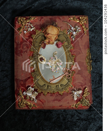 Antique Book With Colorful Gemstones. Fairy Tale Romance Book 104291436