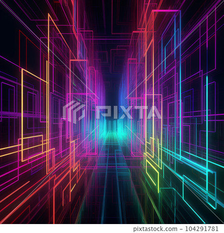 Neon line passage AI image 104291781