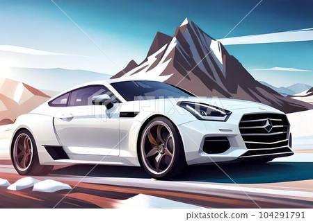 car low polygon watercolor generativeAI 104291791