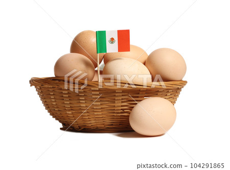 Basket of Farm Fresh Eggs Isolated on White Background Basket of Farm Fresh Eggs Isolated on White Background 104291865