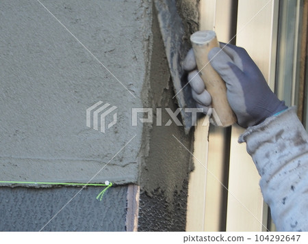 Trowel work for mortar coating Trowel work for mortar coating 104292647