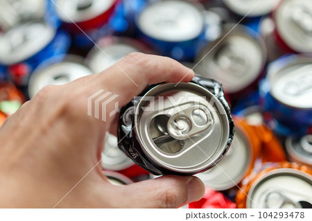 recycle aluminum metal crushed can waste background 104293478