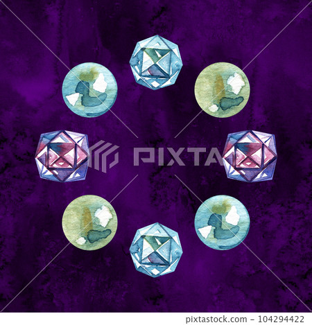 Watercolor Hand Drawn Diamonds With Pearls Illustration 104294422