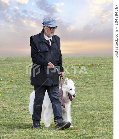 White Swiss Shepherd Dog and owner 104294567