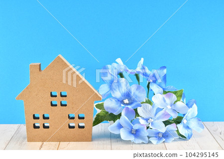 Image of rainy season at home with hydrangea 104295145