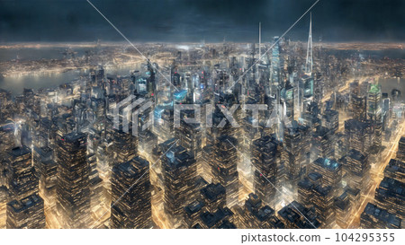 Future city with dense skyscrapers 9 Future city with dense skyscrapers 9 104295355
