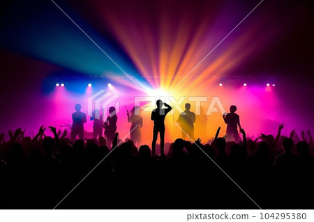 Live stage band and audience silhouettes: AI creations 104295380