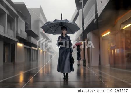 AI生成圖像/雨景_撐傘的女人7 104295527