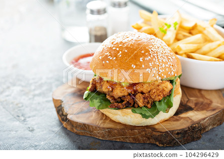 Gourmet burger with avocado and bacon Gourmet burger with avocado and bacon 104296429
