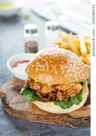 Gourmet burger with avocado and bacon Gourmet burger with avocado and bacon 104296431