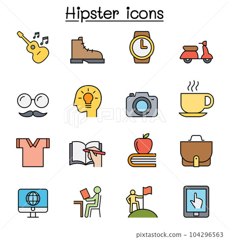 Hipster color line icon set 104296563