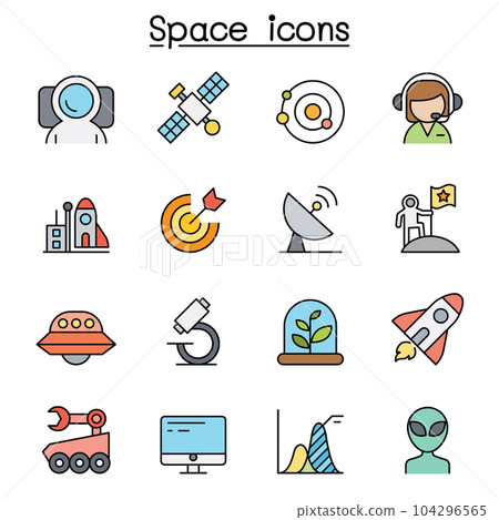 Space color line icon set 104296565