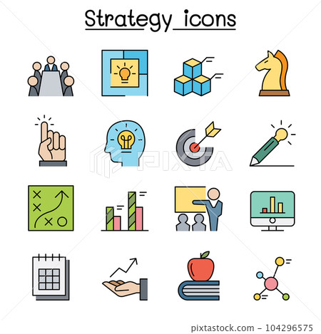 Strategy and Planning color line icon set Strategy and Planning color line icon set 104296575