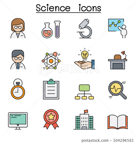 Science color line icon set 104296581