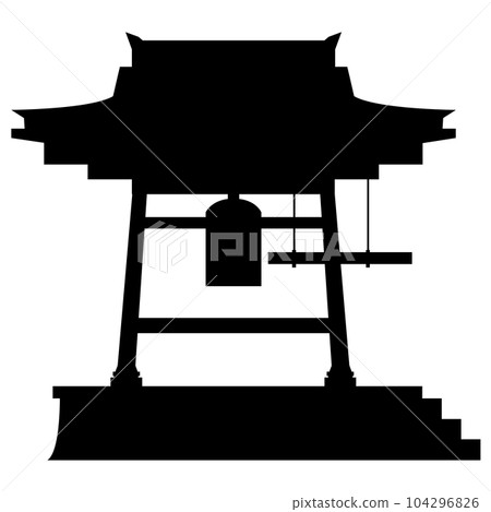 新年的鐘聲插畫素材剪影矢量 新年的鐘聲插畫素材剪影矢量 104296826