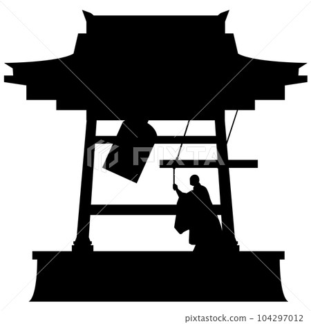 除夕夜敲響鐘聲的牧師插畫素材剪影矢量 104297012