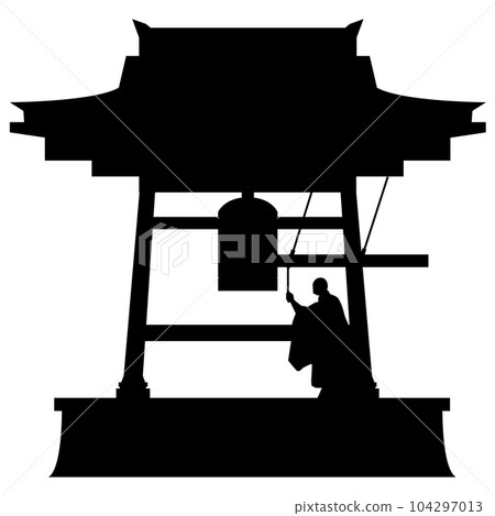 Illustration material silhouette vector of a priest ringing the bell on New Year's Eve Illustration material silhouette vector of a priest ringing the bell on New Year's Eve 104297013