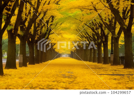 銀杏樹隧道 AI 生成圖像 AI 圖像 104299657