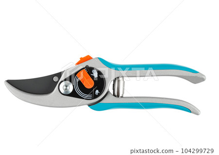 Garden secateurs. Pruning shears  for cutting branches  isolated on white background. 104299729