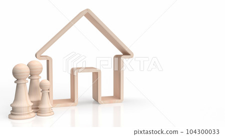 The wood home icon and chess family for Real estate concept 3d rendering The wood home icon and chess family for Real estate concept 3d rendering 104300033