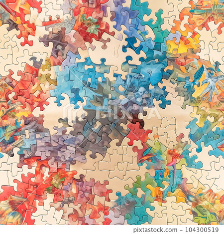 creative puzzle seamless texture made with Generative AI 104300519