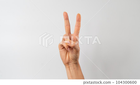 Sign language of the deaf and dumb people, English letter v Sign language of the deaf and dumb people, English letter v 104300600
