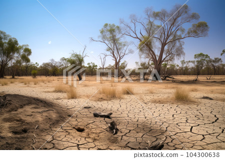 Wild nature drought view extremely hot summer 104300638