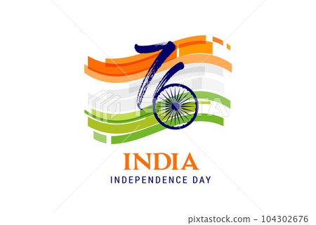 India Independence day, banner, poster and greeting card. 76 Year Anniversary Independence Day Logo 104302676