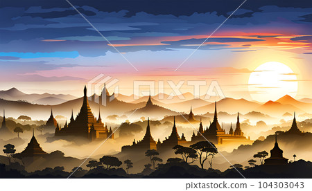 Burma fantasy landscape - Generative AI 104303043