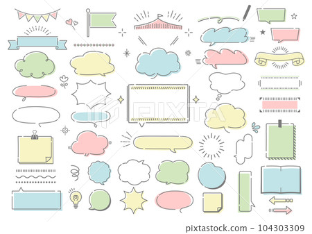 Pop hand drawn treatment and speech bubble set Pop hand drawn treatment and speech bubble set 104303309