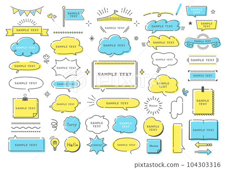 Pop hand drawn treatment and speech bubble set 104303316