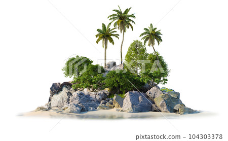Small island on white background with clipping path 104303378