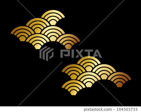 Seigaiha decoration gold 104303733