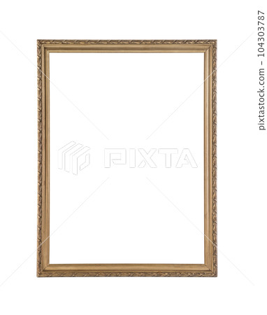 Old wooden picture frame isolated on white background with clipping path Old wooden picture frame isolated on white background with clipping path 104303787