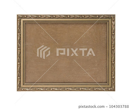 Old wooden picture frame isolated on white background with clipping path 104303788