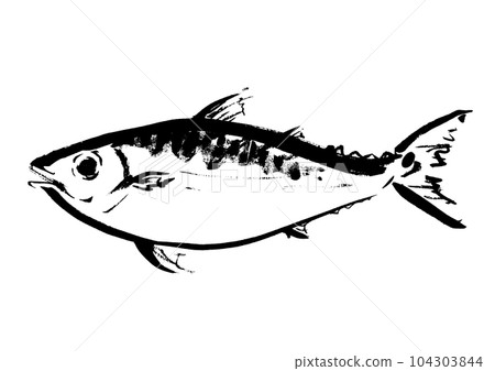 Hand drawn Japanese style illustration of mackerel Japanese style material 104303844