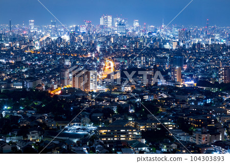 Night view of Nagoya City seen from Higashiyama Sky Tower [Aichi Prefecture] 104303893