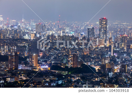 Night view of Nagoya City seen from Higashiyama Sky Tower [Aichi Prefecture] 104303918
