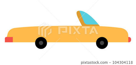 Vector yellow convertible car. Funny cabriolet automobile for kids. Cute vehicle clip art. Retro transport icon isolated on white background Vector yellow convertible car. Funny cabriolet automobile for kids. Cute vehicle clip art. Retro transport icon isolated on white background 104304118