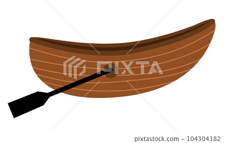 Vector brown boat with padle. Water transport icon. Funny nautical transportation vessel clipart for kids. Cute marine vehicle icon isolated on white background for children Vector brown boat with padle. Water transport icon. Funny nautical transportation vessel clipart for kids. Cute marine vehicle icon isolated on white background for children 104304182