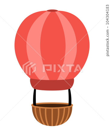 Vector red hot air balloon icon. Air transport for kids. Funny transportation clip art for children. Cute vehicle isolated on white background Vector red hot air balloon icon. Air transport for kids. Funny transportation clip art for children. Cute vehicle isolated on white background 104304183