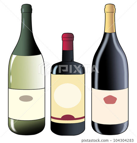 酒瓶插圖[葡萄酒，威士忌，香檳，酒瓶，瓶子，烈酒，利口酒，酒精] 104304283