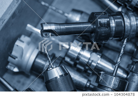 The group of various size of cutting tools in the container box. The group of various size of cutting tools in the container box. 104304878