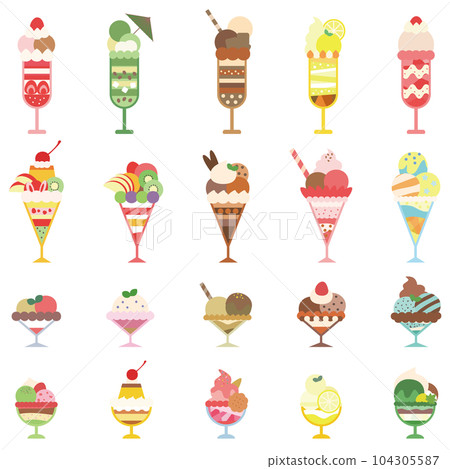 Cute parfait and sundae set 104305587