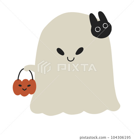 ghost black cat halloween cartoon icon ghost black cat halloween cartoon icon 104306195