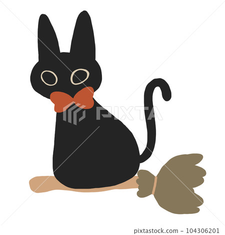 black cat witch halloween cartoon icon 104306201