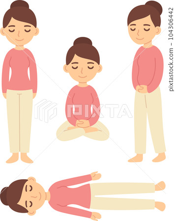 Meditation poses cartoon illustration Meditation poses cartoon illustration 104306442